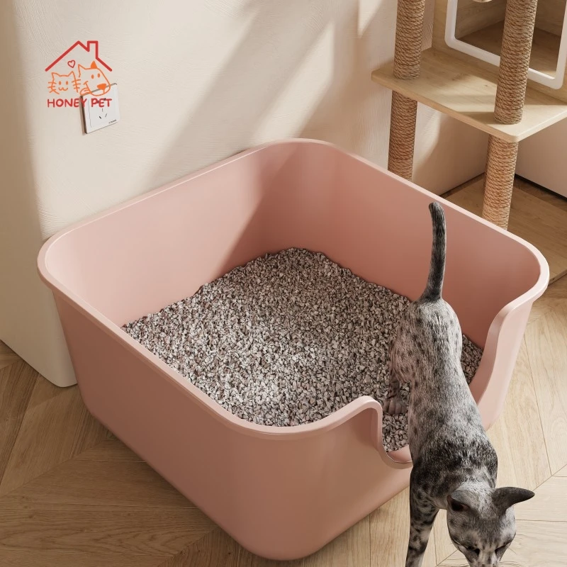 HONEY PET Cat Litter Pan with Lid Cat Litter Pan Extra Large Extra Large Semi-Enclosed Toilet Splash Proof Supplies with Lid