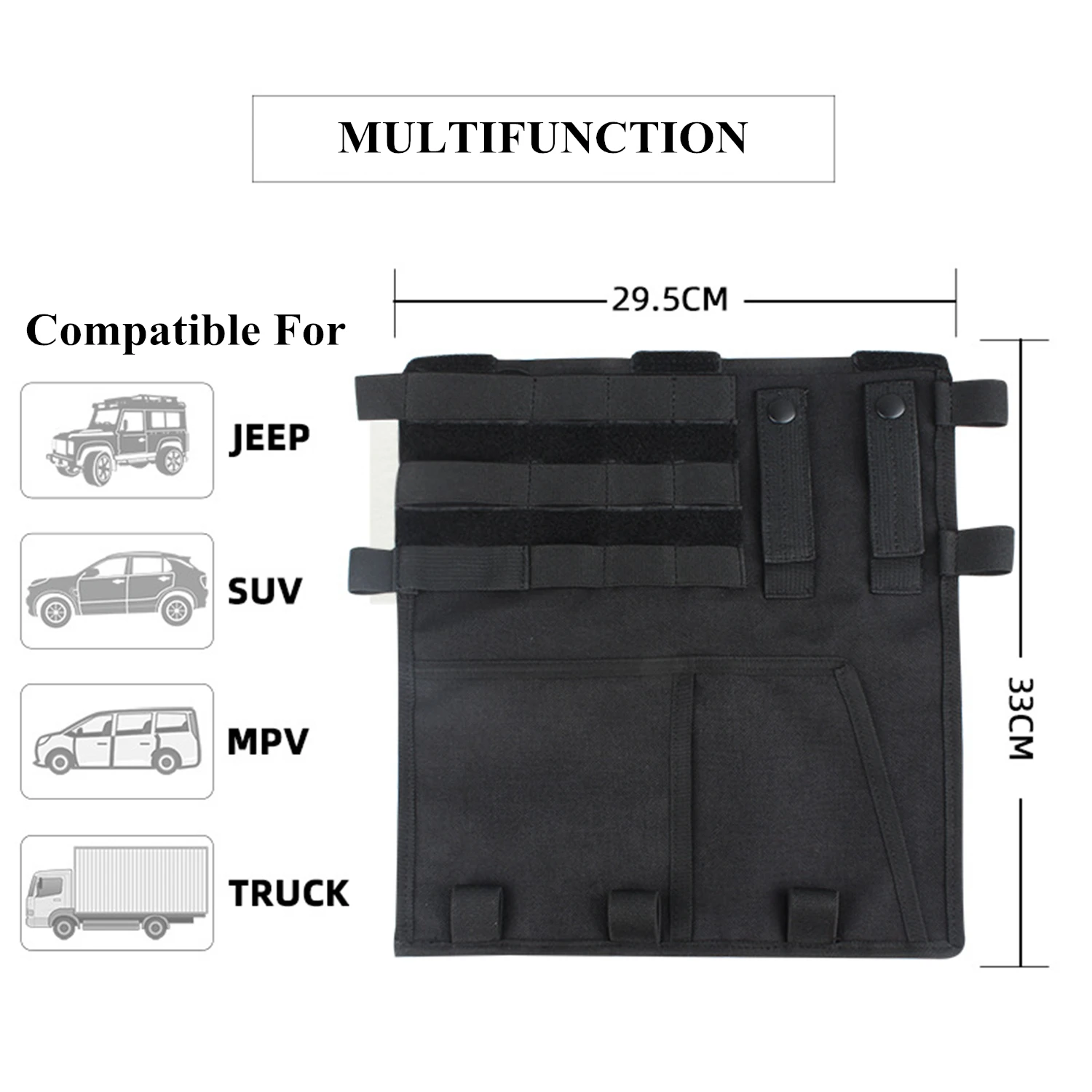 Tactical MOLLE Sun Visor Organizer Bag for Jeep Wrangler JK JL JT TJ 1997-2024 Interior Accessories Multifunction Multi Pocket