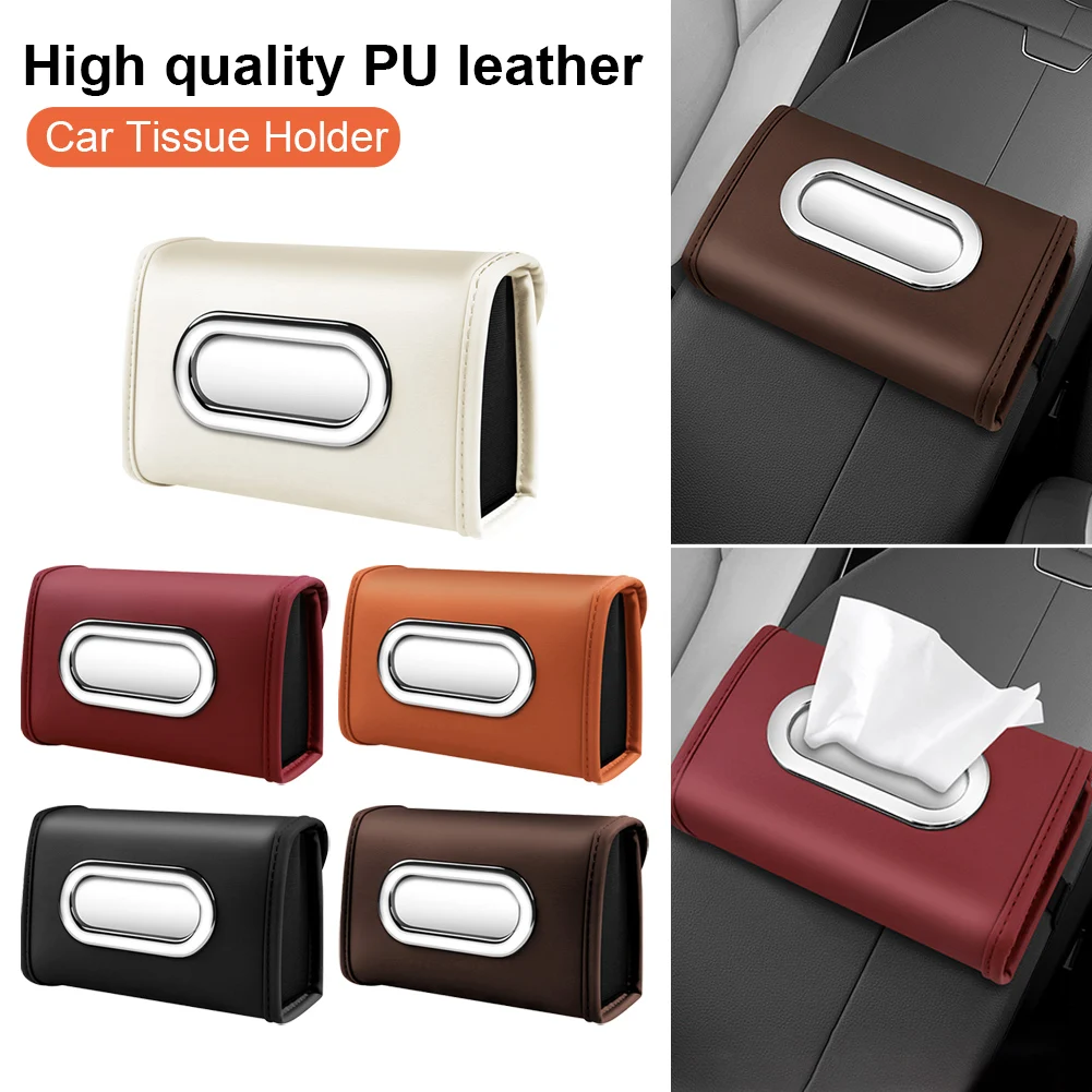 

1pcs High-end Quality Car Tissue Box with Buckle PU Leather Waterproof Car Seat Back Hanging Tissue Box Car Tissue Bag