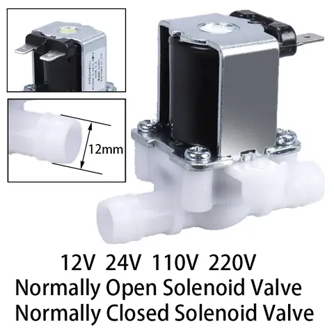 Dc 12V 220V 플라스틱 전기 솔레노이드 밸브 정상 폐쇄 압력 솔레노이드 밸브 입구 밸브 입구 흐름 스위치