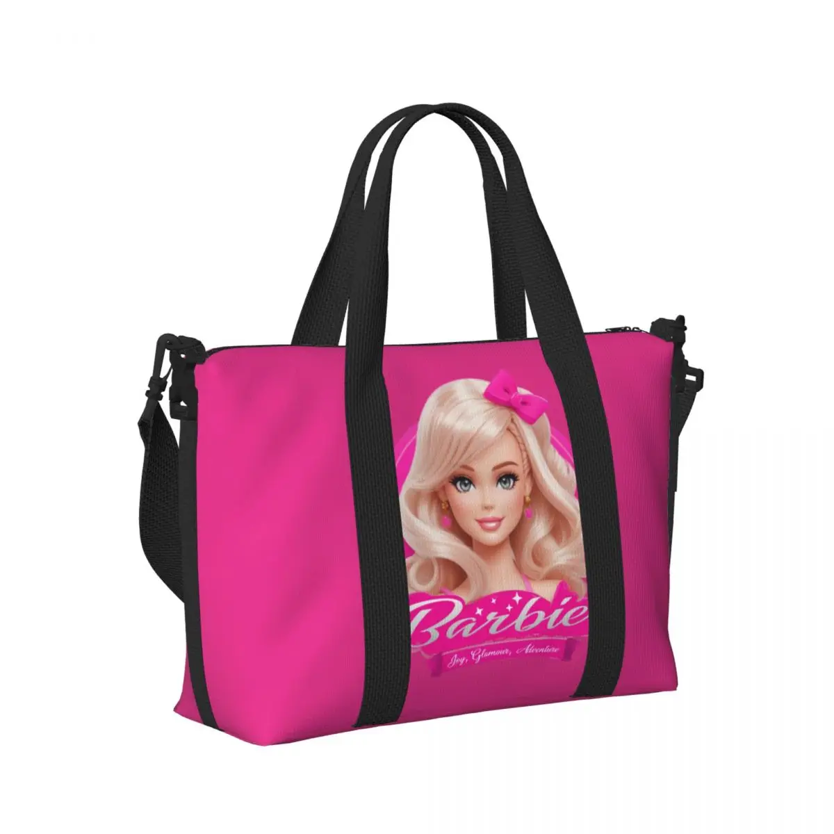 Benutzer definierte Cartoon Barbie Mädchen Lebensmittel einkaufen Einkaufstaschen Frauen große Kapazität Fitness studio Strand Reisetaschen