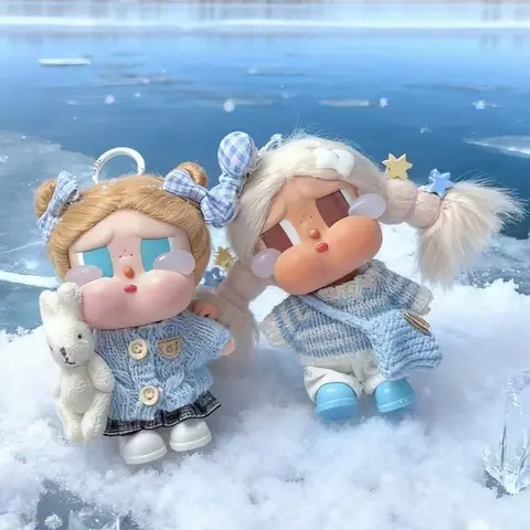 For CRYBABY Vacation Mode Clothes On Love Sweater Dress Shoes Set For Labubu 17cm Doll Kids Labubu Clothing Fashion Accessories