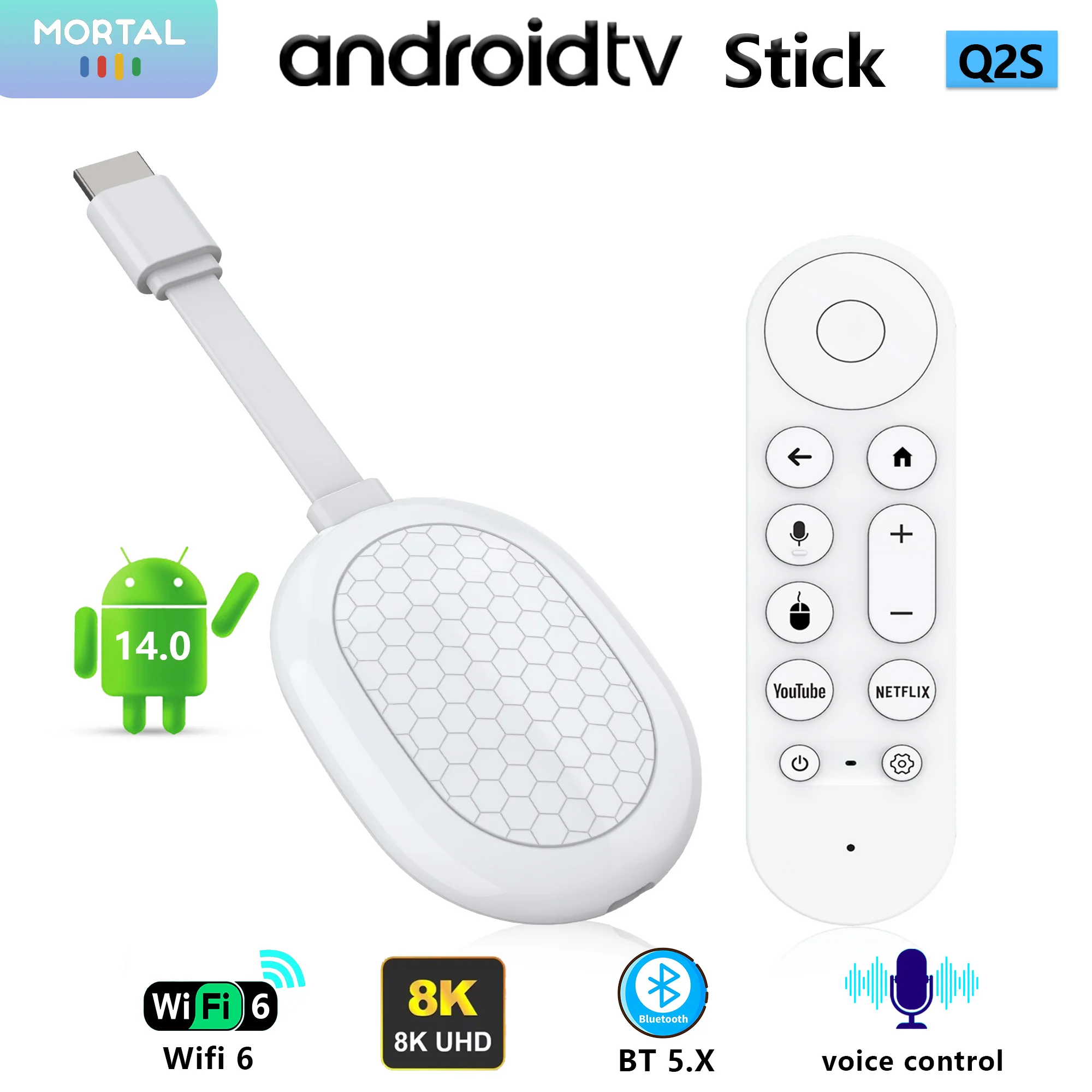 Factory direct sales Android 14.0 Allwinner H313 Quad Core TV stick Support NETFLIX  YOUTUBE Wifi6 BT5.0 Voice remote 8K tv box