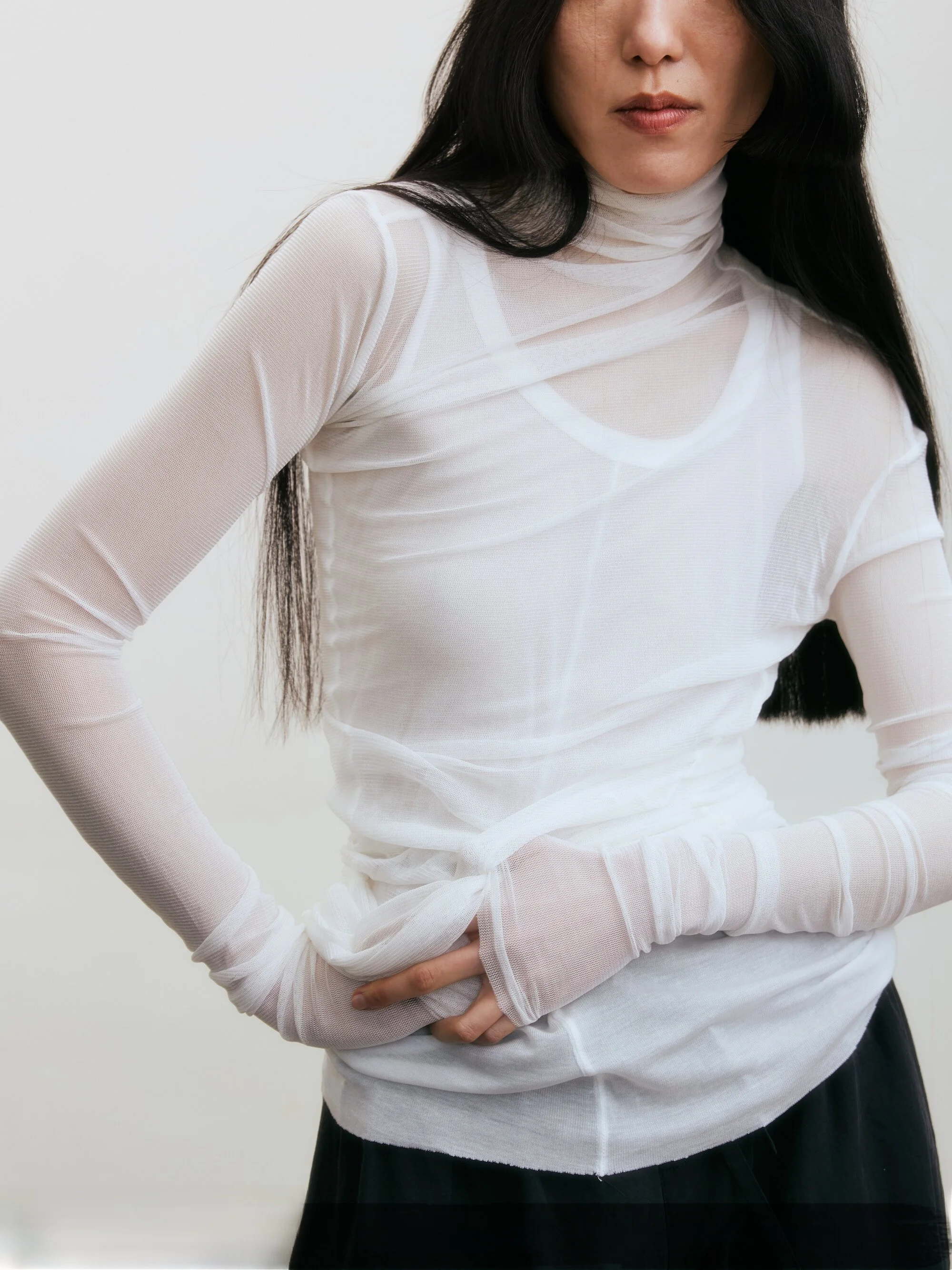 

Женский модный универсальный топ Vin Zoo из шелкового шифона с высоким воротником, новинка 2025 года, с длинным рукавом, цвет оригинальный D...