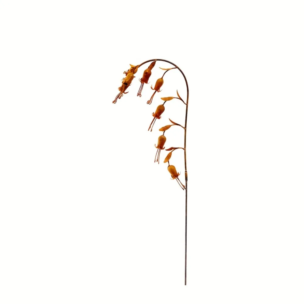 Rusty Bell Orchid Plant Statues Bell Orchid Decorative Sculptures Floral Garden Art Garden Decor Stake Lawn Path Courtyard Decor