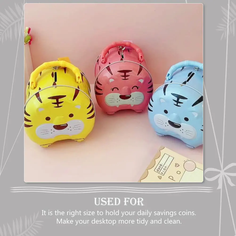

Tinplate Cartoon Tiger Piggy Bank Coin Saving Pot Kids Desktop Decoration Money Box Tiger Modelling Piggy Bank
