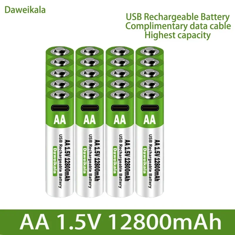 AA USB Rechargeable Lithium Ion Battery 1.5V AA 12800mah Power Bank Lifepo4 Batteries Aaa Recharable Lipo4 Recharchable Original