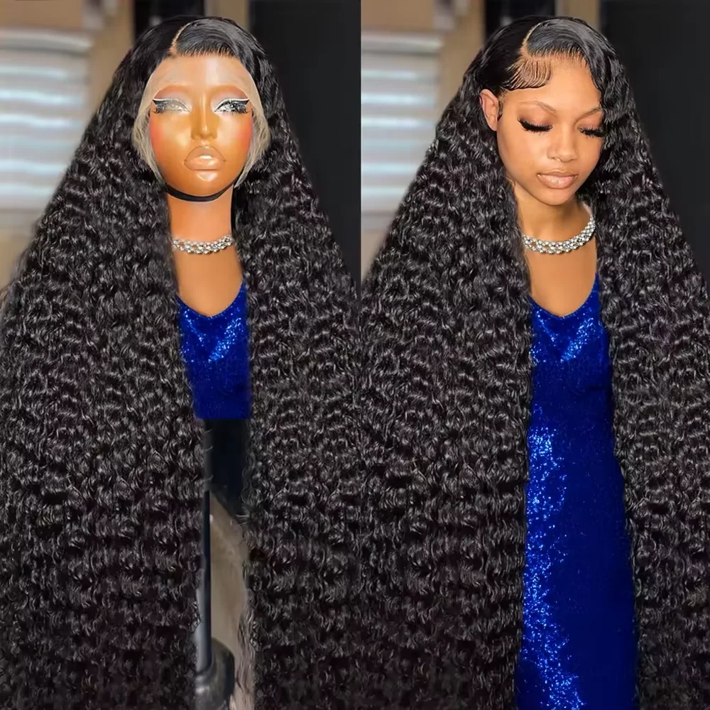 

Transparent Lace Front Human Hair Deep Wigs 40 46 inches 13x4 13x6 HD PrePlucked Brazilian Deep Wave Lace Frontal Wig for women