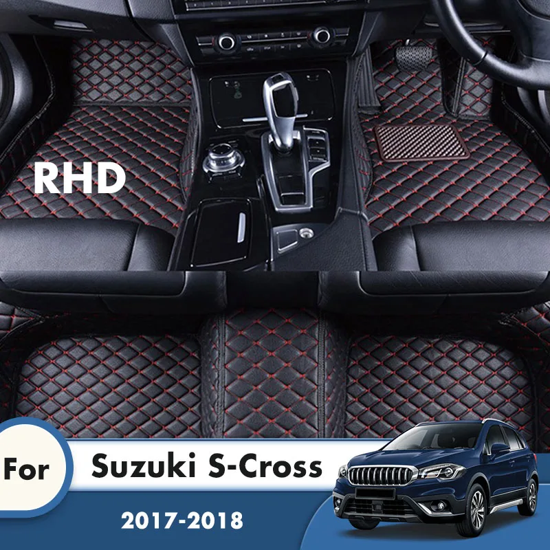 

RHD Car Floor Mats For Suzuki S-Cross 2018 2017 Carpets Custom Waterproof Decoration Carpets Interior Accessories Foot Pads Rugs