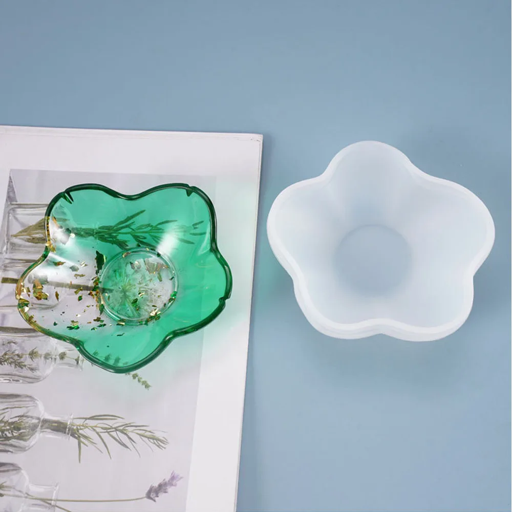 

Dinner Plate Dish Crystal Epoxy Resin Mold Flower Candy Dish Resin Mold Desktop Ornaments Casting Silicone Mold