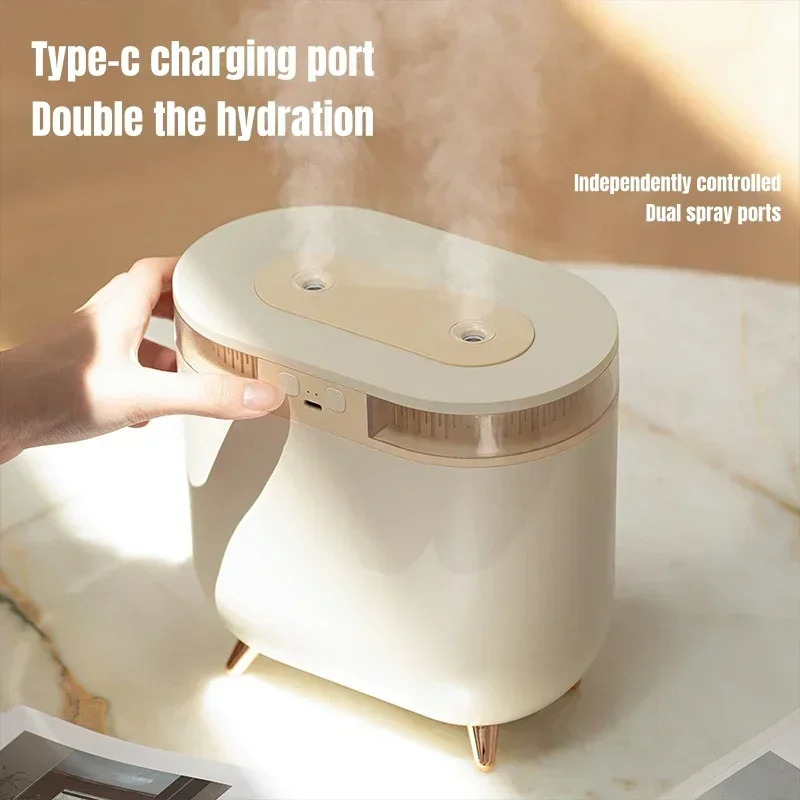 

Electric Air Humidifier 2L Dual Nozzle Home Room Desktop USB Charging 3600mAh Battery Operated