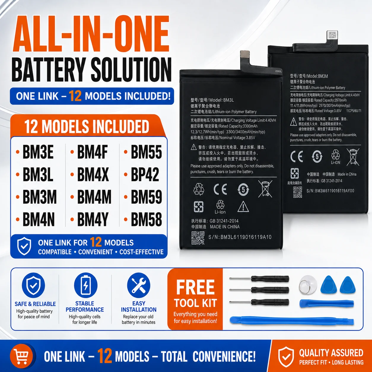 High Capacity Phone Battery BM3M BM4M BM58 BP42 Replacement Battery for Xiaomi Mi 8 9 9SE 9Lite 10 Pro 11 11T Lite Ultra