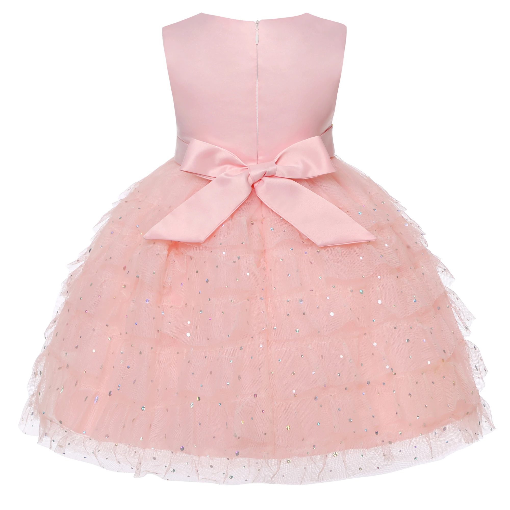 Baby's First Birthday Princess Cake-Style Dress: Sequin and Bow Tulle Dress for Toddlers and Young Girls