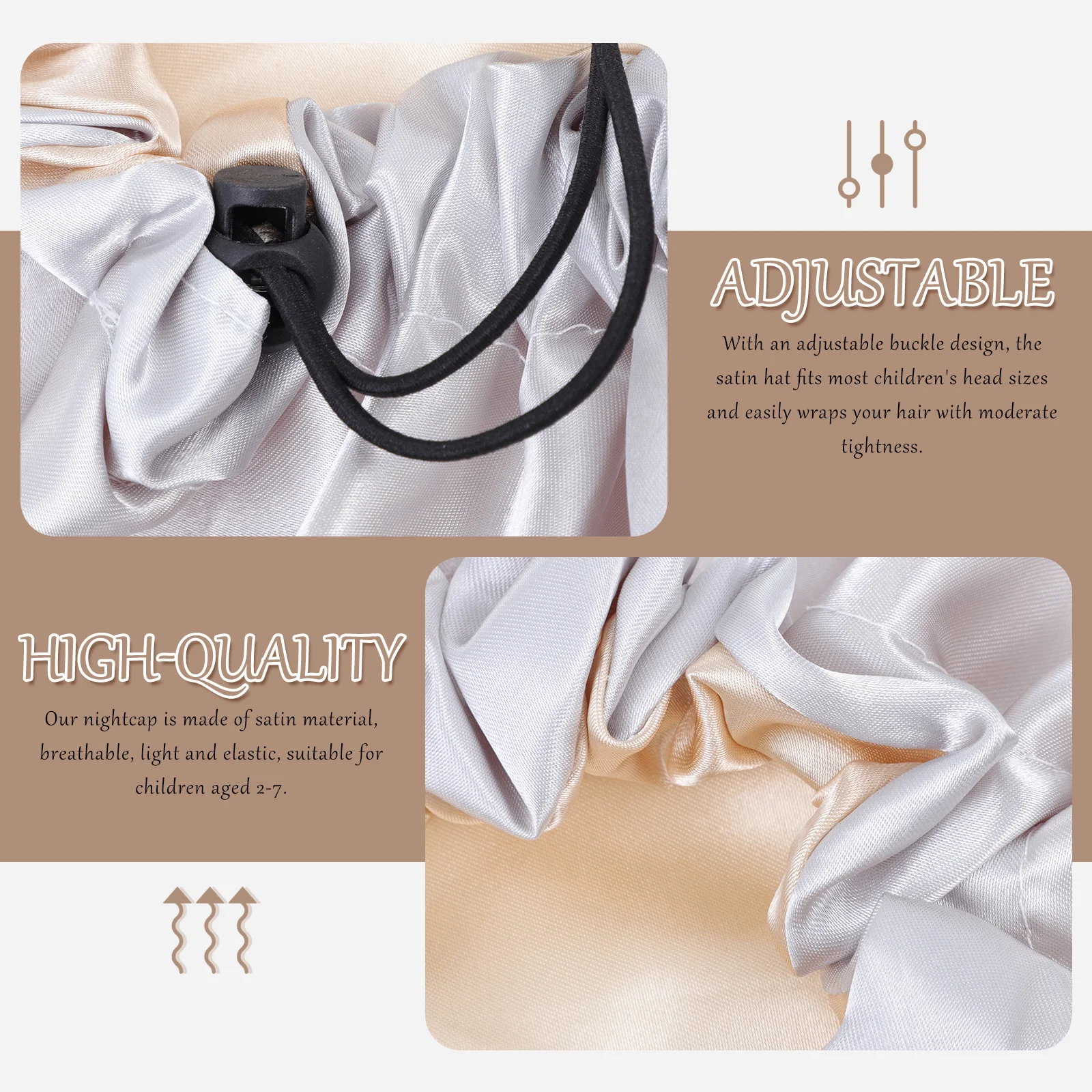 

Детская шапочка для сна, атласная водонепроницаемая двухъярусная защита для волос, прочная детская шапочка для купания, детская шапочка для сна