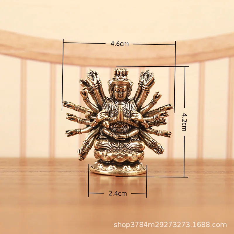 CZ Brass Large Thousand Hands and Thousand Eyes Guanyin Buddha Bodhisattva Ornament Backlight Eighteen Arms
