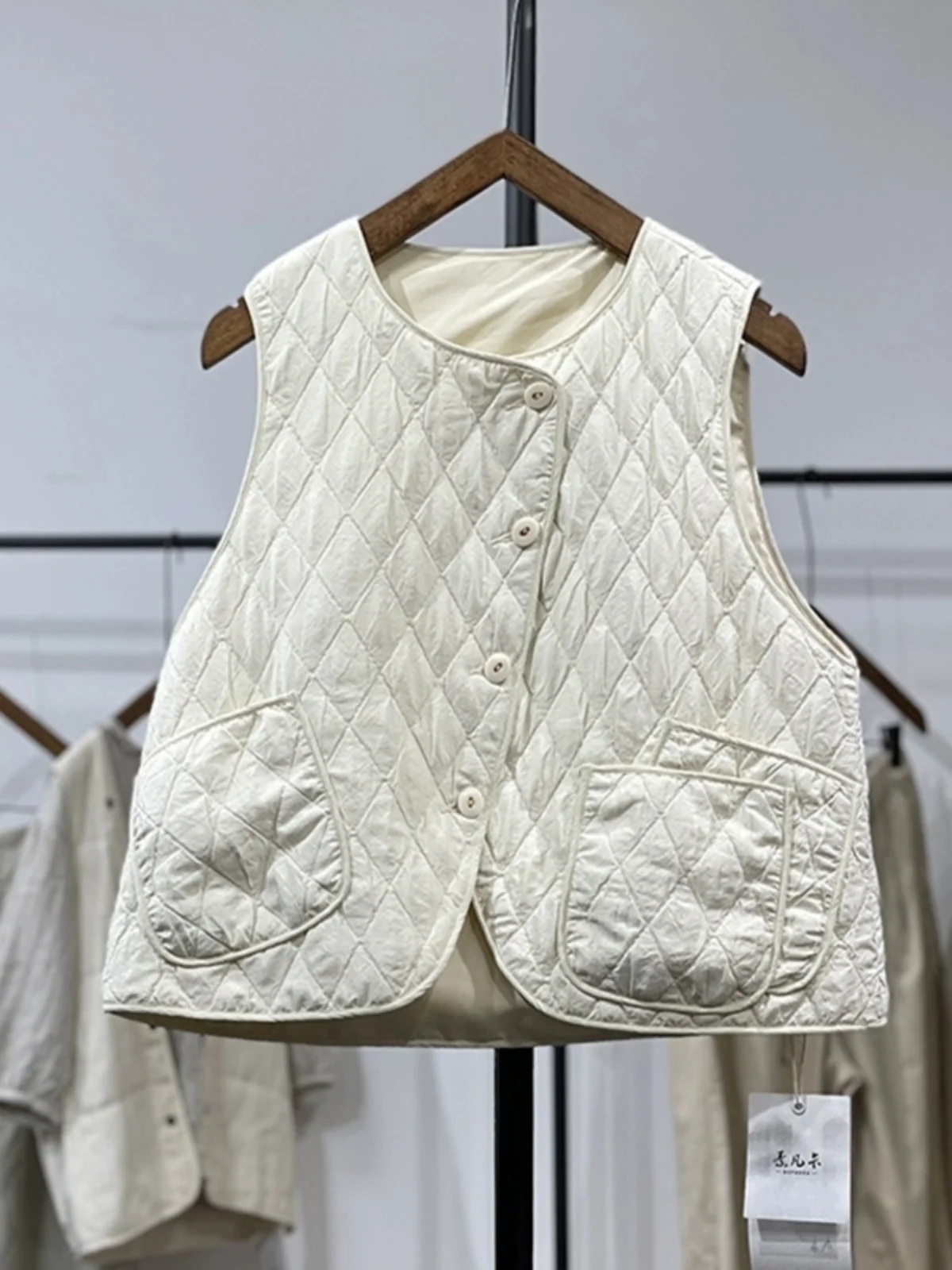 الرجعية اليابانية Sle ort مبطن القطن سترة المرأة ملابس خارجية الخريف الشتاء طبقات الماس نمط غير النظامية طول