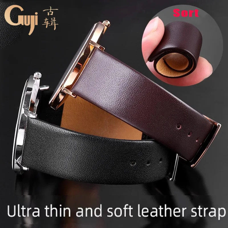 Ultra thin cowhide strap for For Longines Rossini Seiko DW Casio  leather Watchband male and female 12 14 16 18 20 22MM Bracelet