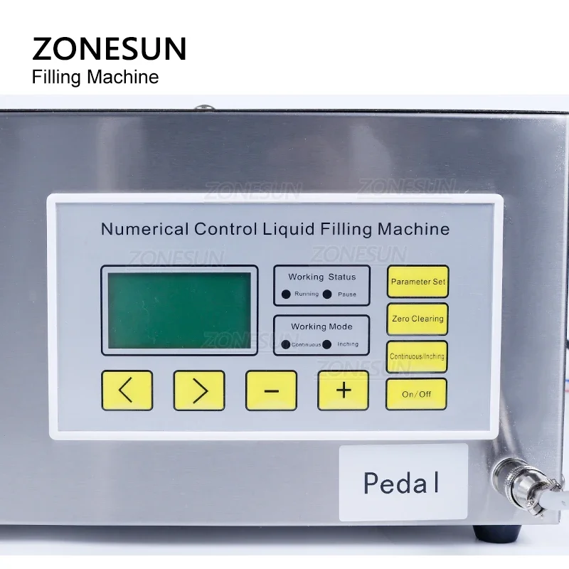 ZONESUN مضخة الحجاب الحاجز السائلة شبه الأوتوماتيكية زيت الطعام زجاجة المياه حشو الحليب وزنها وآلة تعبئة