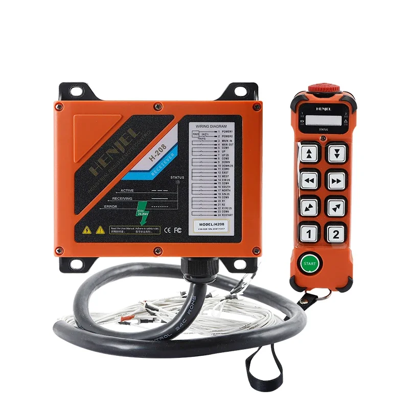 HENJEL H208 Crane Wireless Control Double Speed Waterproof Switch DC 12v 24v Waterproof and Dustproof Industrial Remote Control