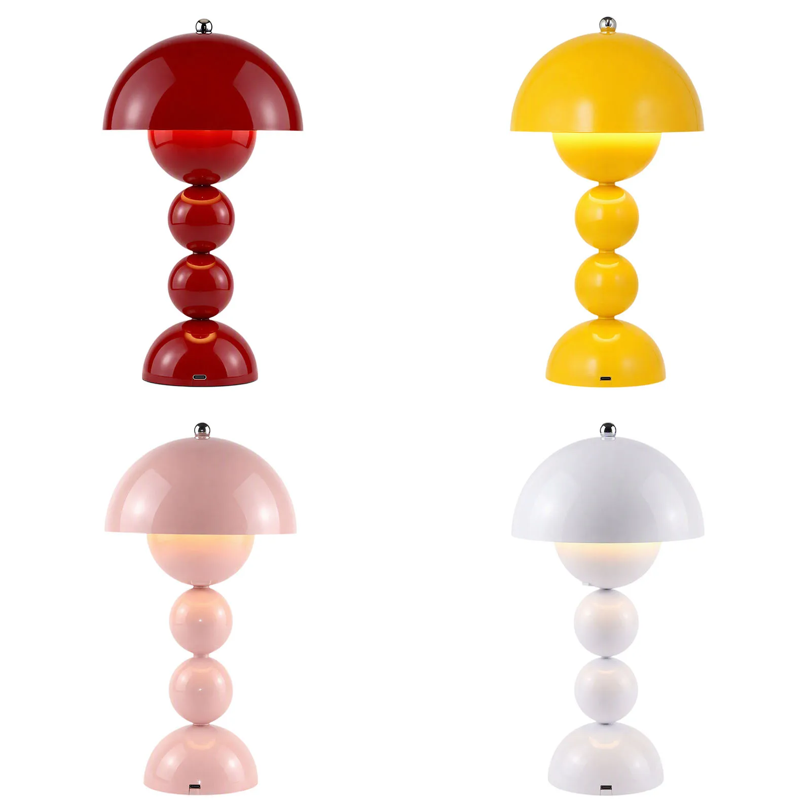Mushroom Flower Bud Table Lamp USB Charging LED Desk Light 3 Color Modes Warm White Neutral Bedroom Decor Night view 2
