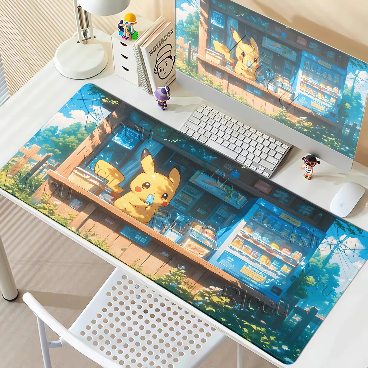 Mouse Pad Extended P-Pikachu Pattern Laptop Keyboard Gamer Soft Office Accessories Table Carpet Locking Edge Aesthetics Desk Rug