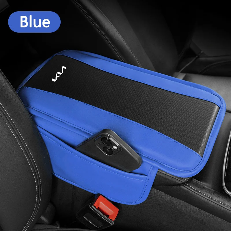 وسادة مسند ذراع السيارة من الجلد صندوق وحدة التحكم المركزية غطاء تخزين لملحقات KN Kia Rio Soul Forte Sportage Picanto Niro KN #4