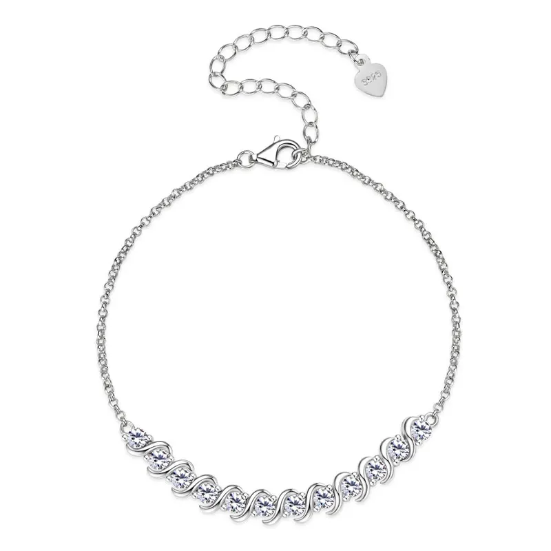 Lnkry Certified D1.20CT Moissanite Bracelet Argent 925 Original Silver Adjustable Chain Bracelets for Women Hand Jewelry