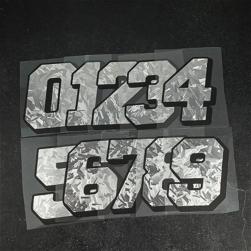 Racing Number Sticker 1PC Metallic Silver Waterproof Vinyl Decal for Motorcycle Fairing Helmet Fender Tank Scooter DIY Decor