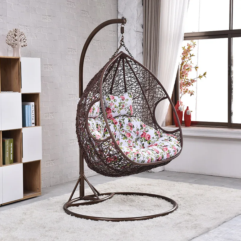 Fashion Hot Sale Modern Rattan Outdoor Indoor Single Double Seat Hanging Patio Swing Egg Chair with Footrest, 2023 Trend