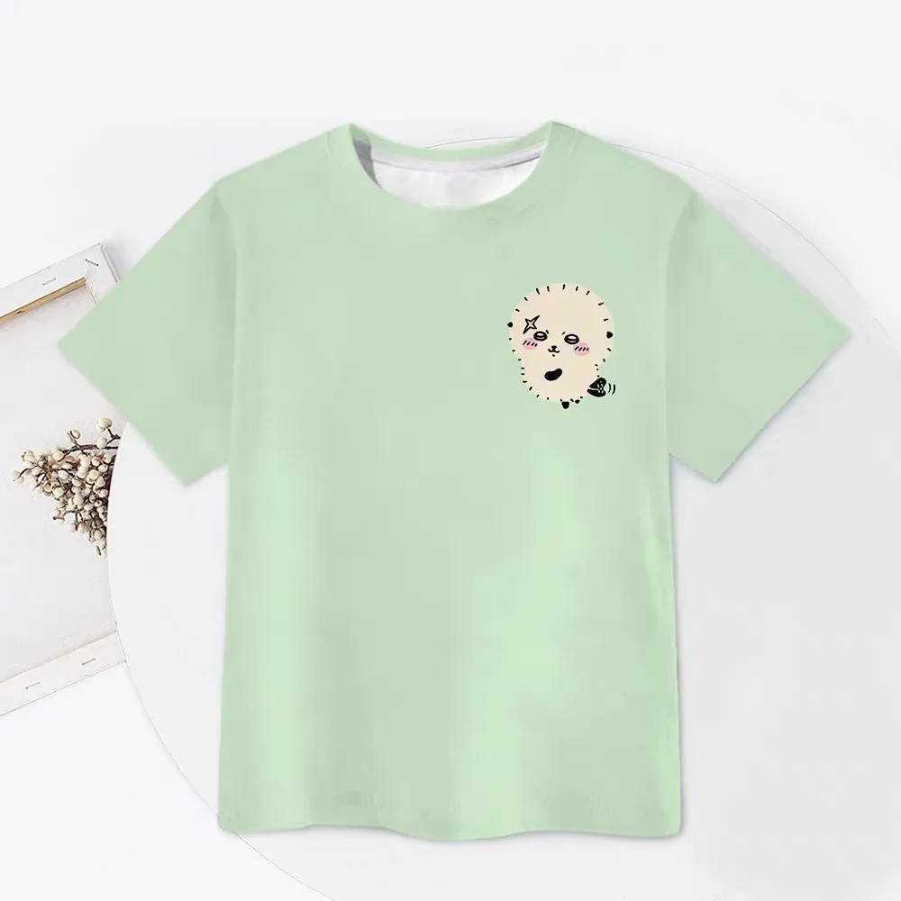 Chiikawa ist überall hier! Weiche, niedliche Cartoon-3D-Print-T-Shirts für Erwachsene Paare, Sportliche Freizeitkleidung, atmungsaktiv, kurze Ärmel, Familien-Matching – Detail 7