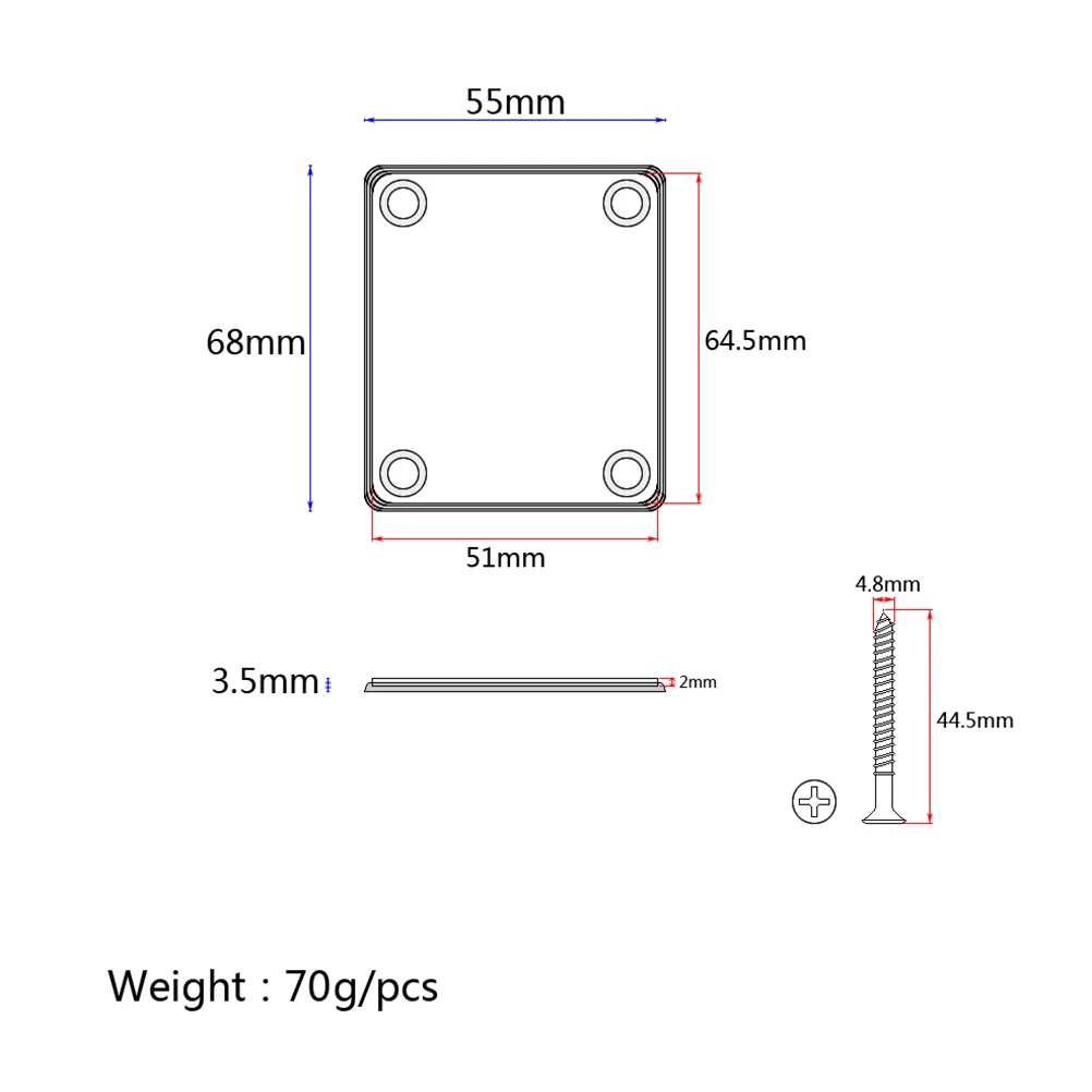 

2pcs Guitar Plate Set Electric Guitar Neck Connecting Board Bass Reinforcement Screws Durable Lightweight Metal Connecting Board