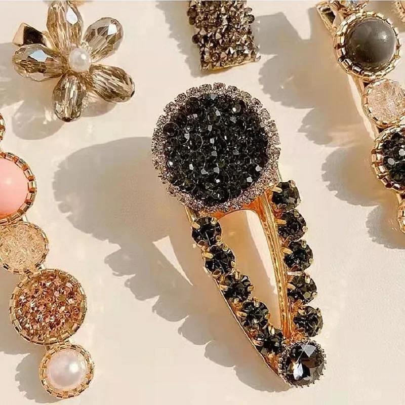 5 Pcs/set Pearl Crystal Acrylic Hair Clips Set for Women Retro Geometric Barrettes Hairpin Girl Hair Accessories Fashion Jewelry