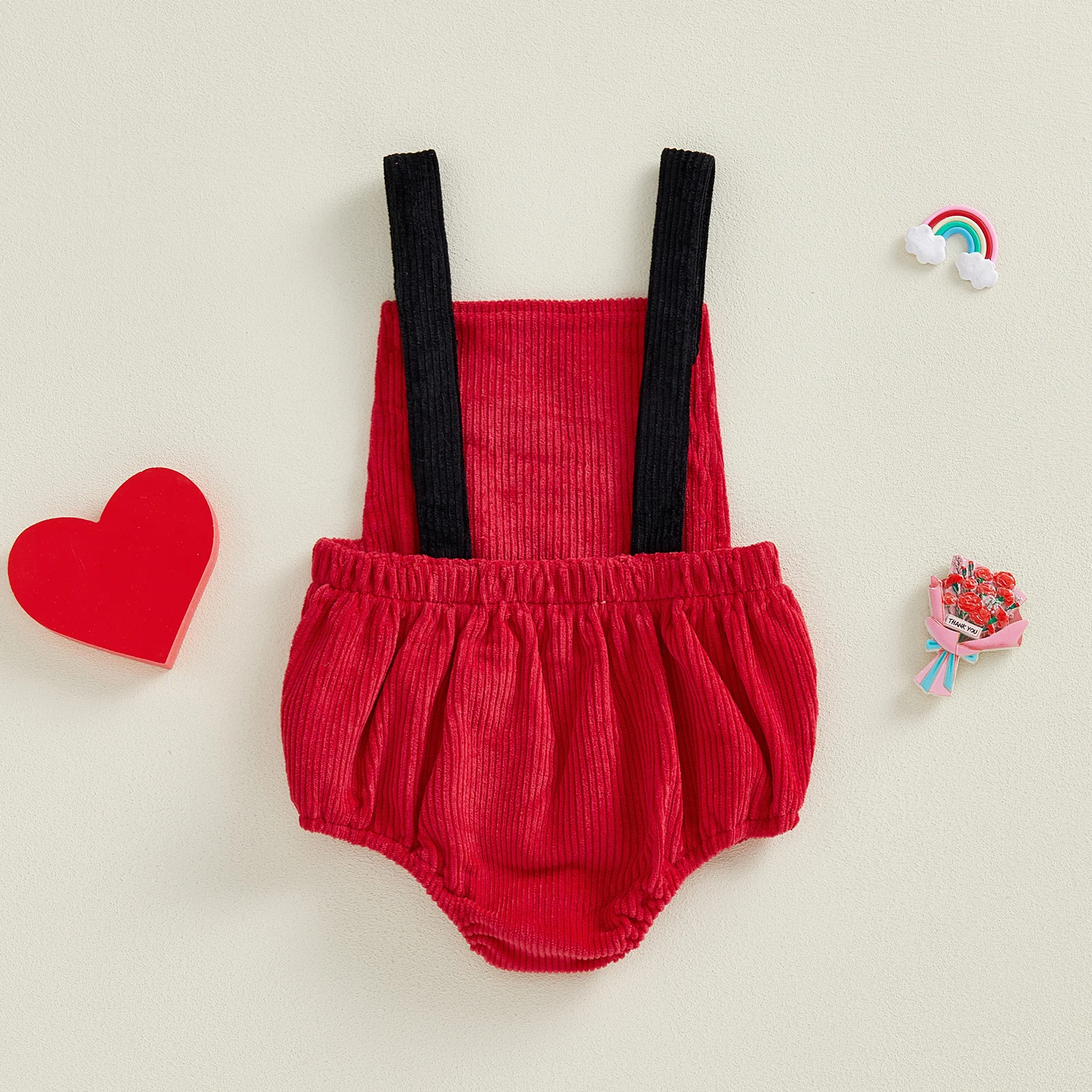 

Toddler Infant Baby Boy Valentines Romper Love Heart Letter Embroidered Loose Fit Sleeveless Newborn Jumpsuit