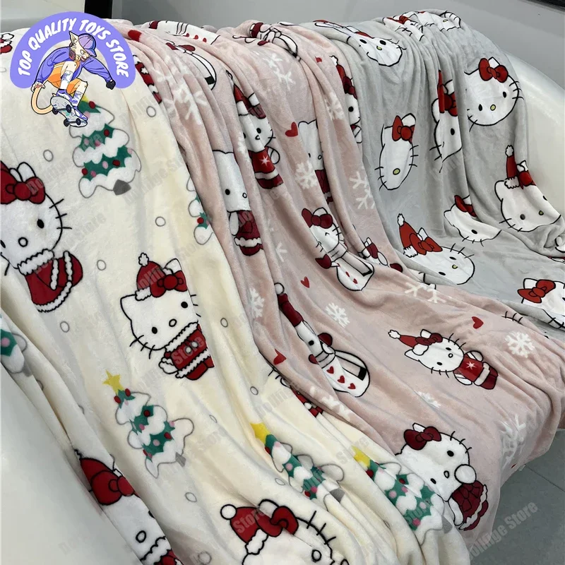 

Halloween Ghost Pumpkin Hello Kitty Plush Kawaii Large Flannel Blanket Cotton Sofa Nap Blanket Bed Sheet Warm Christmas Gift