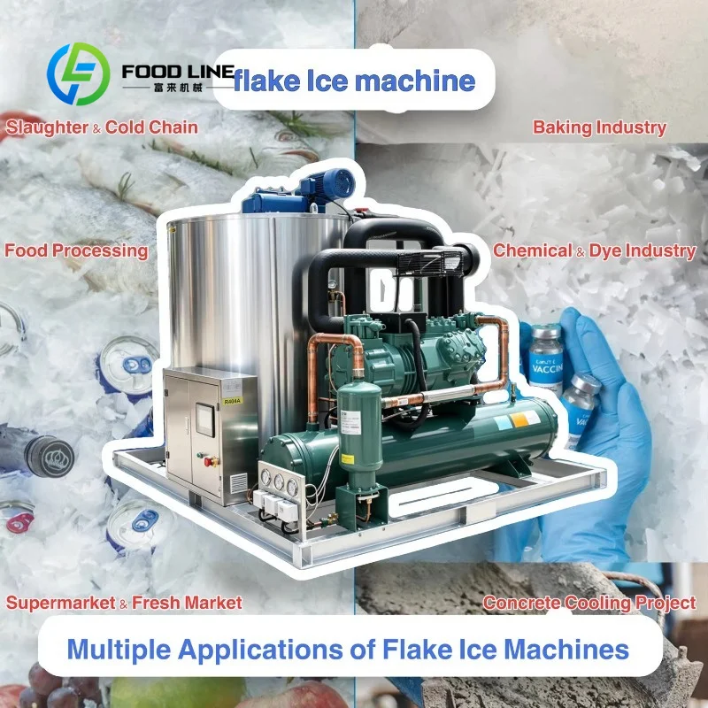 Customized snow flake ice machine crushed ice maker commercial stainless steel 0.3 to 50 ton daily adjustable ice output