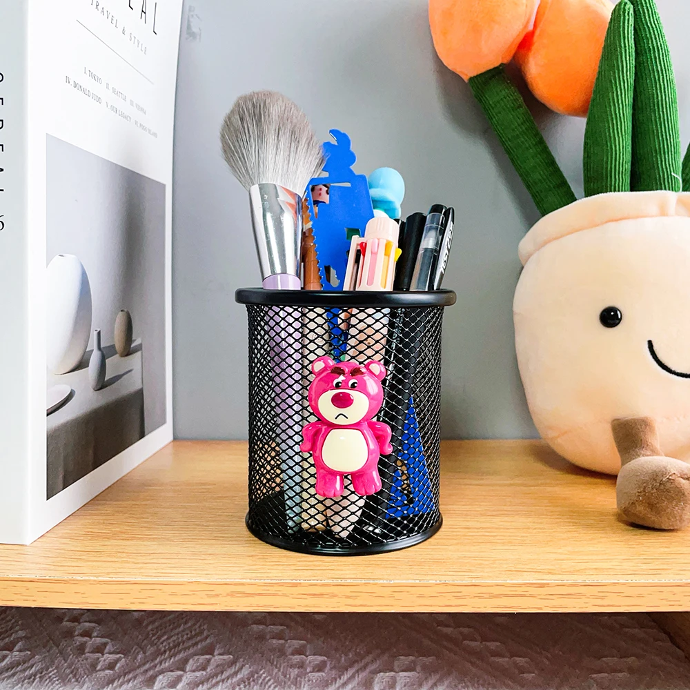 Cartoon Disney Winnie the Pooh Pen Holder, Playful Winnie the Pooh Makeup Holder, Kawaii Hollow Pen Holder Stationery Storage Bo