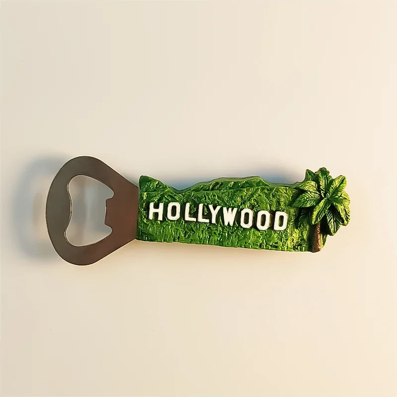 Magnetic Fridge Stickers, Bottle Opener, Creative 3D Painting, National Tourism Souvenirs, USA California Hollywood, Gift