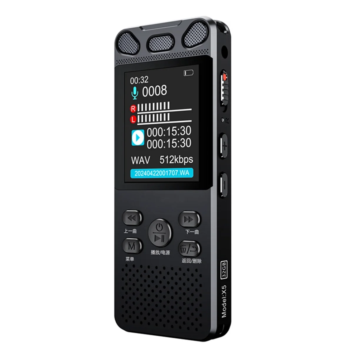 Digital Voice Recorder Voice Activated Recorder 100Hours HD Noise-Canceling Audio with MIC for Lecture A-B Repeat 16G