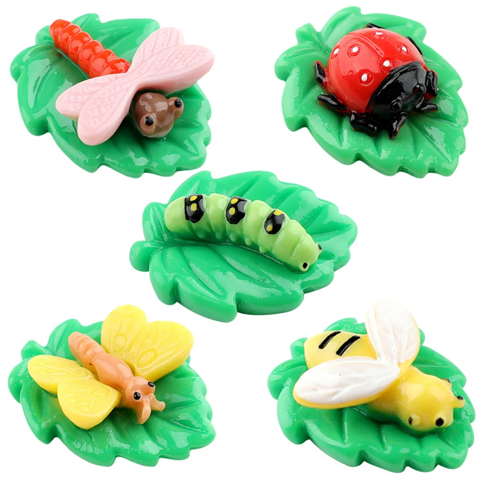 

5Pcs Mini Resin Animal Charms Tiny Leaves Design Exquisite Detail Lightweight for Micro Landscape Desk Decor Garden Ornament