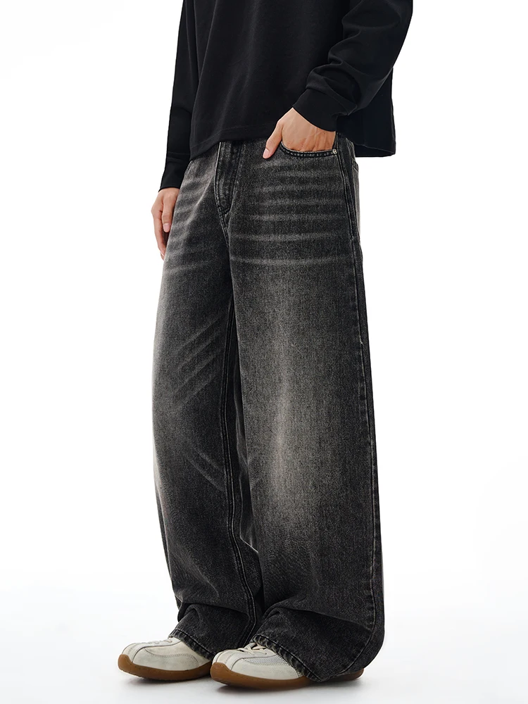الجينز الأمريكي الكلاسيكي الرجال الخريف غسل القطن عارضة فضفاض واسعة الساق الدنيم السراويل خمر شارع العليا Y2K السراويل #4