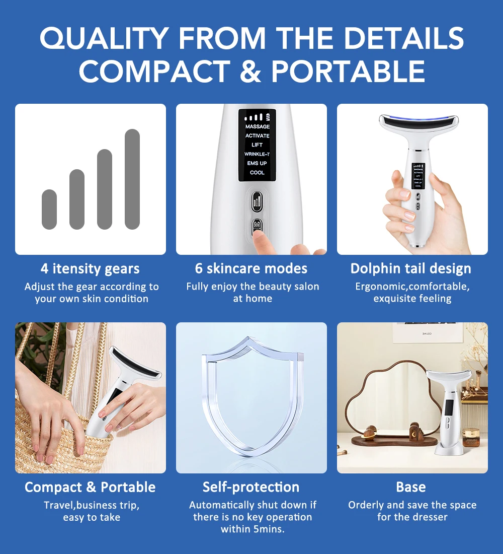 EMS Facial Lifting Massager Ice Hot Comprimeren Nek Schoonheid Apparaat Dubbele Kin Remover Huid Lift Verstevigende Schoonheid Massage Apparaat