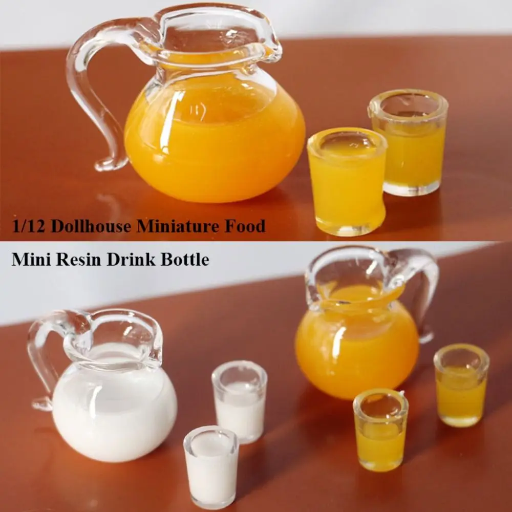 1Set Mini Dollhouse Miniature Food Simulation 2 Colors Orange Juice Holder Milk Model Toys 1/12 Dollhouse Decoration