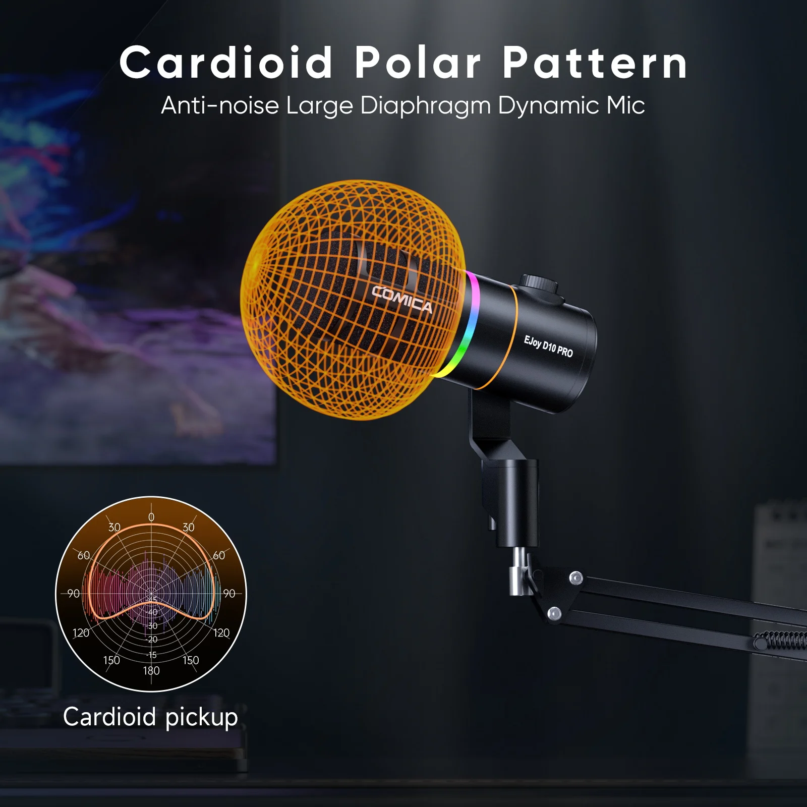 كوميكا Ejoy D10 PRO كومبو قلبي USB/XLR ديناميكي RGB ميكروفون لاسلكي ألعاب الكمبيوتر بث ميكروفون لبث البودكاست #5