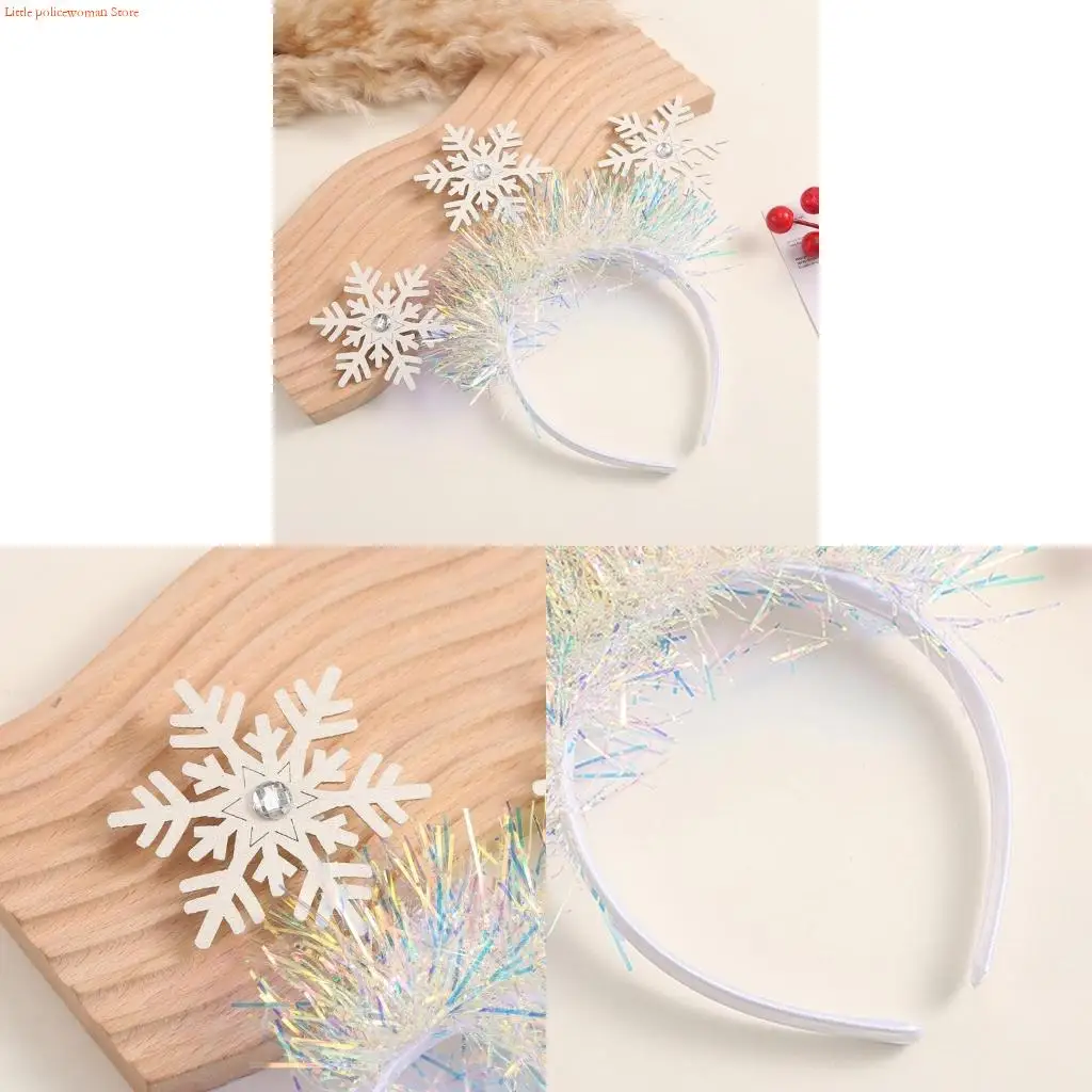 F92D Girls Women Live Broadcast Hairband Sequins Christmas Snowflake Headband