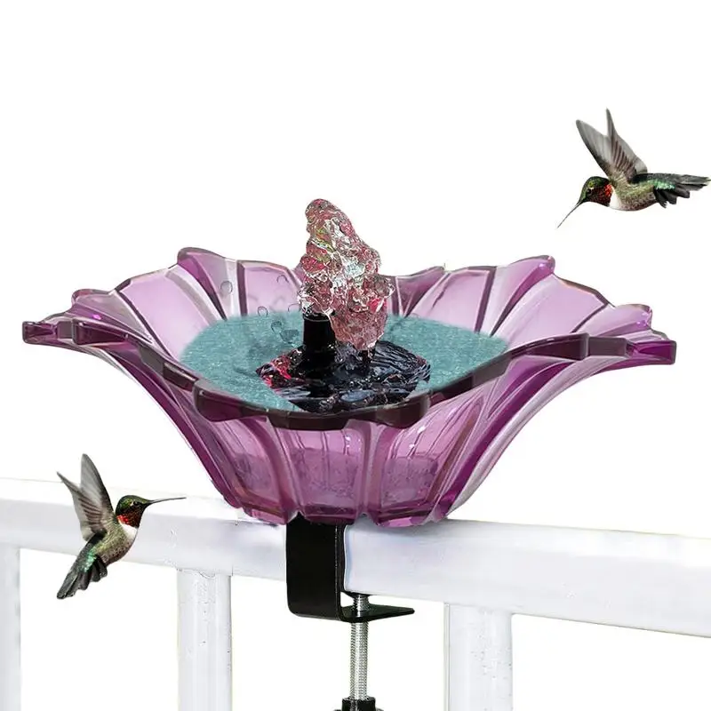 Deck Bird Bath Bowl USB Railing Birdbath Metal Deck Mounted Bird Bath Detachable Adjustable With Fountain Garden Decoration