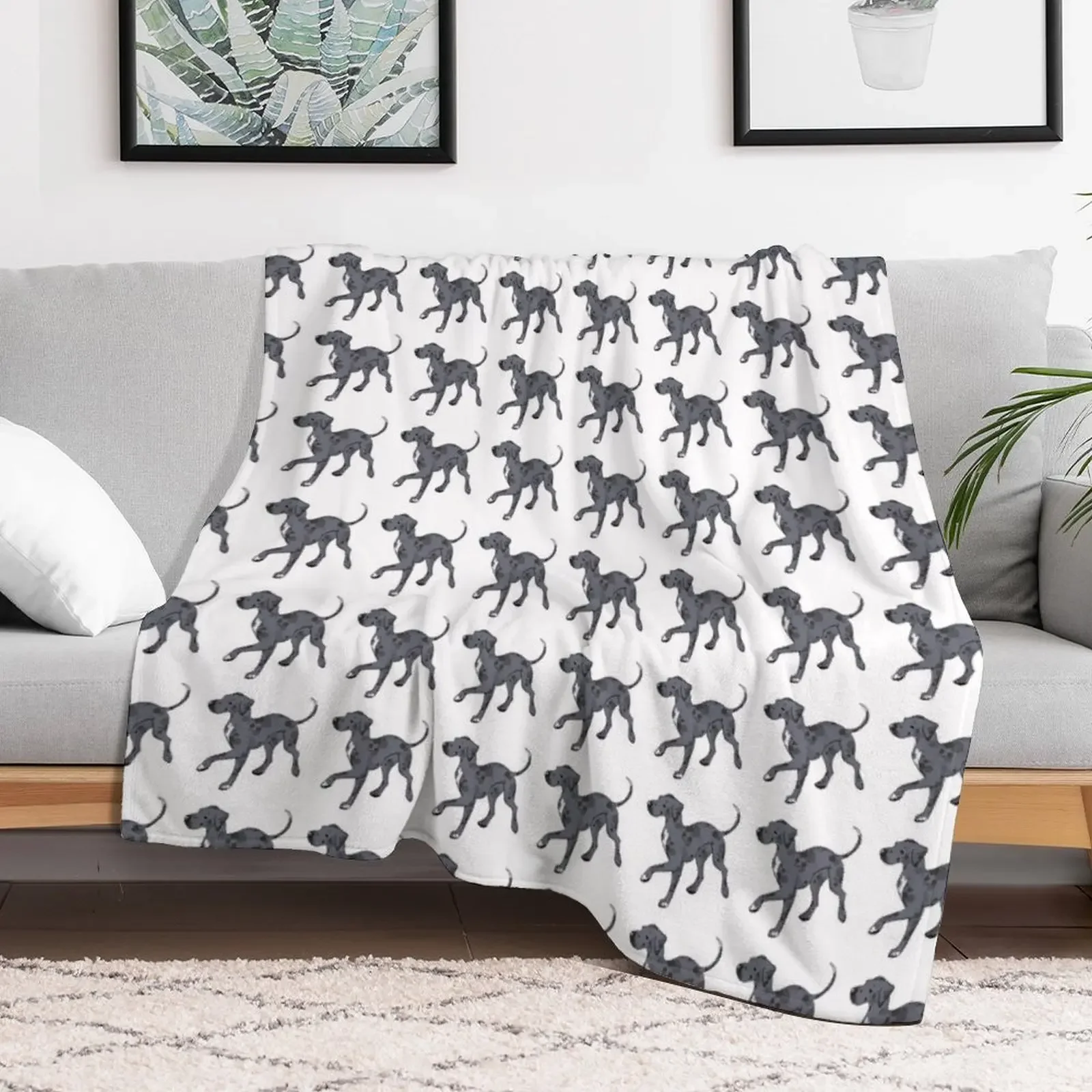 Great Dane - Merle (Natural) Throw Blanket Soft Beds anime Thins Hairys Blankets