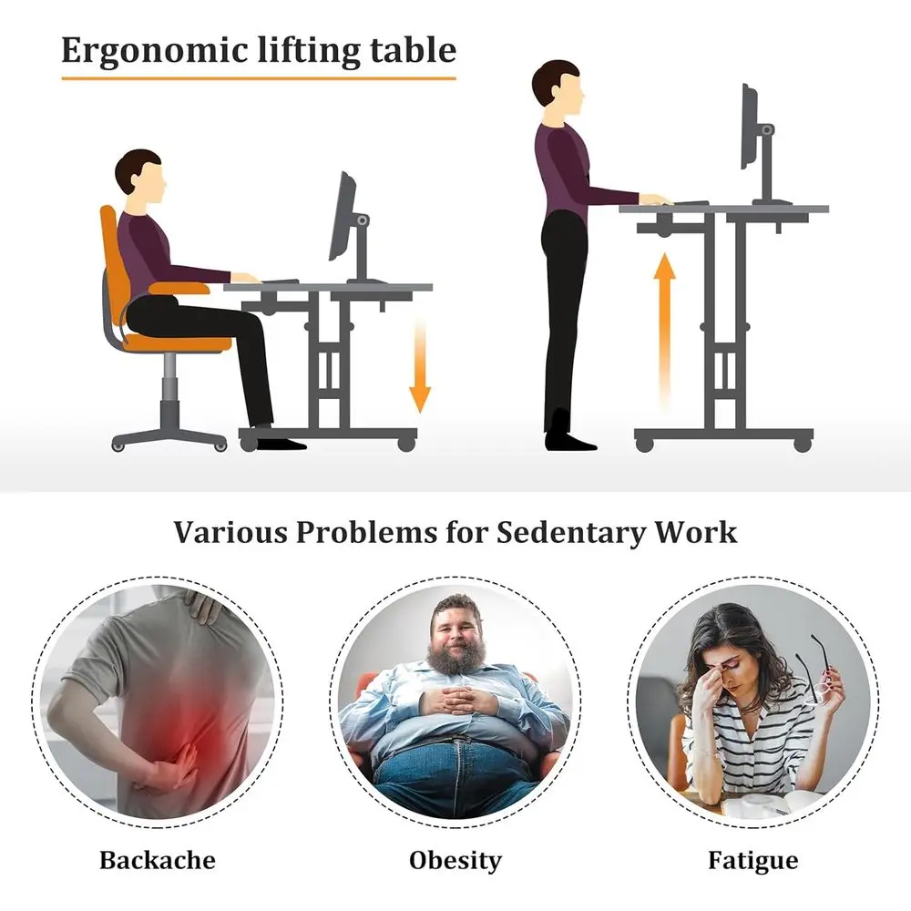 مكتب قائم محمول مع ارتفاع قابل للتعديل للحوسبة المتنقلة واستخدام وسادة المشي