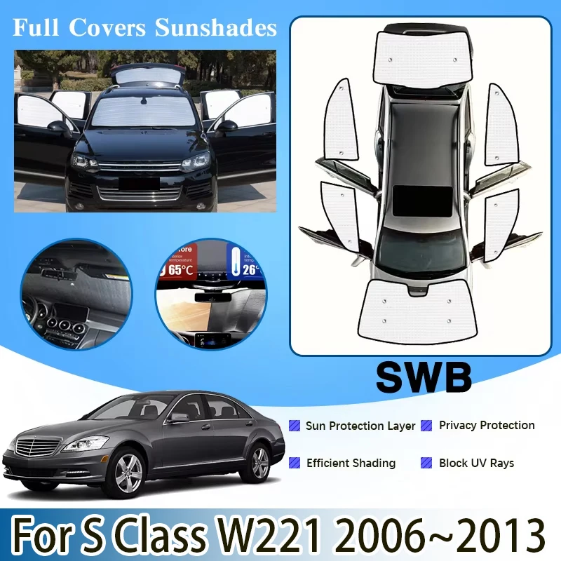 

Car Full Anti-UV Sun Visor For Mercedes Benz S Class W221 2006~2013 SWB Car Window Windshield Visor Sunshades Covers Accessories