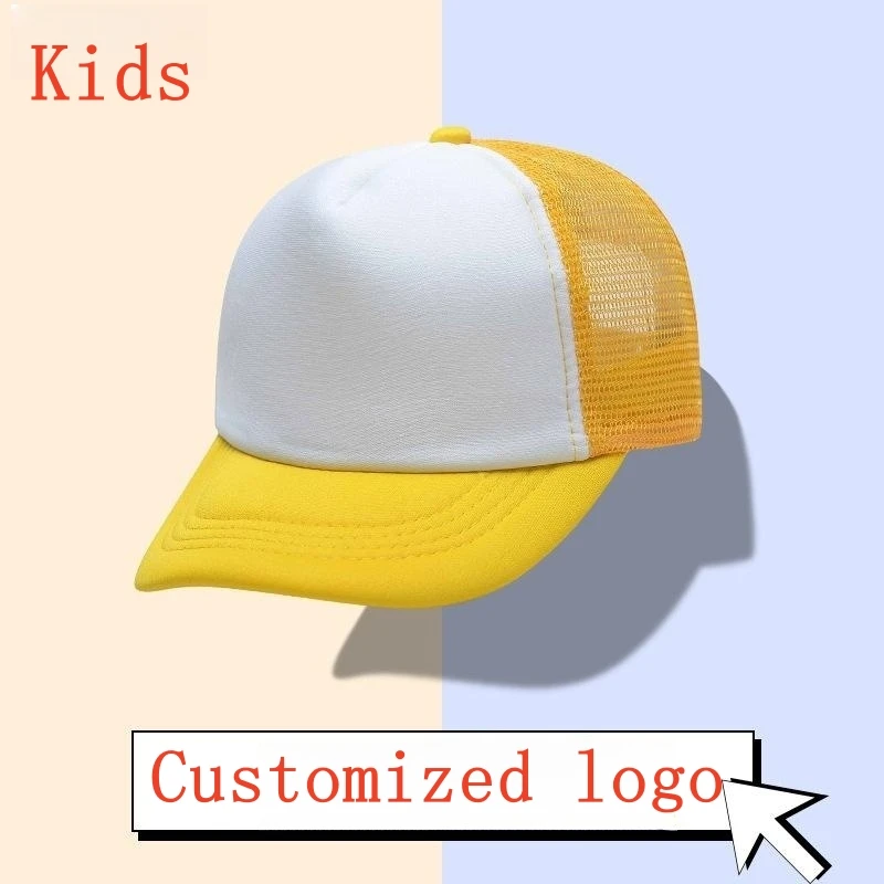 Children's Sponge Mesh Advertising Hat Printed Kindergarten Culture Hat Logo Travel CampingSunscreen and Breathable Baseball Cap