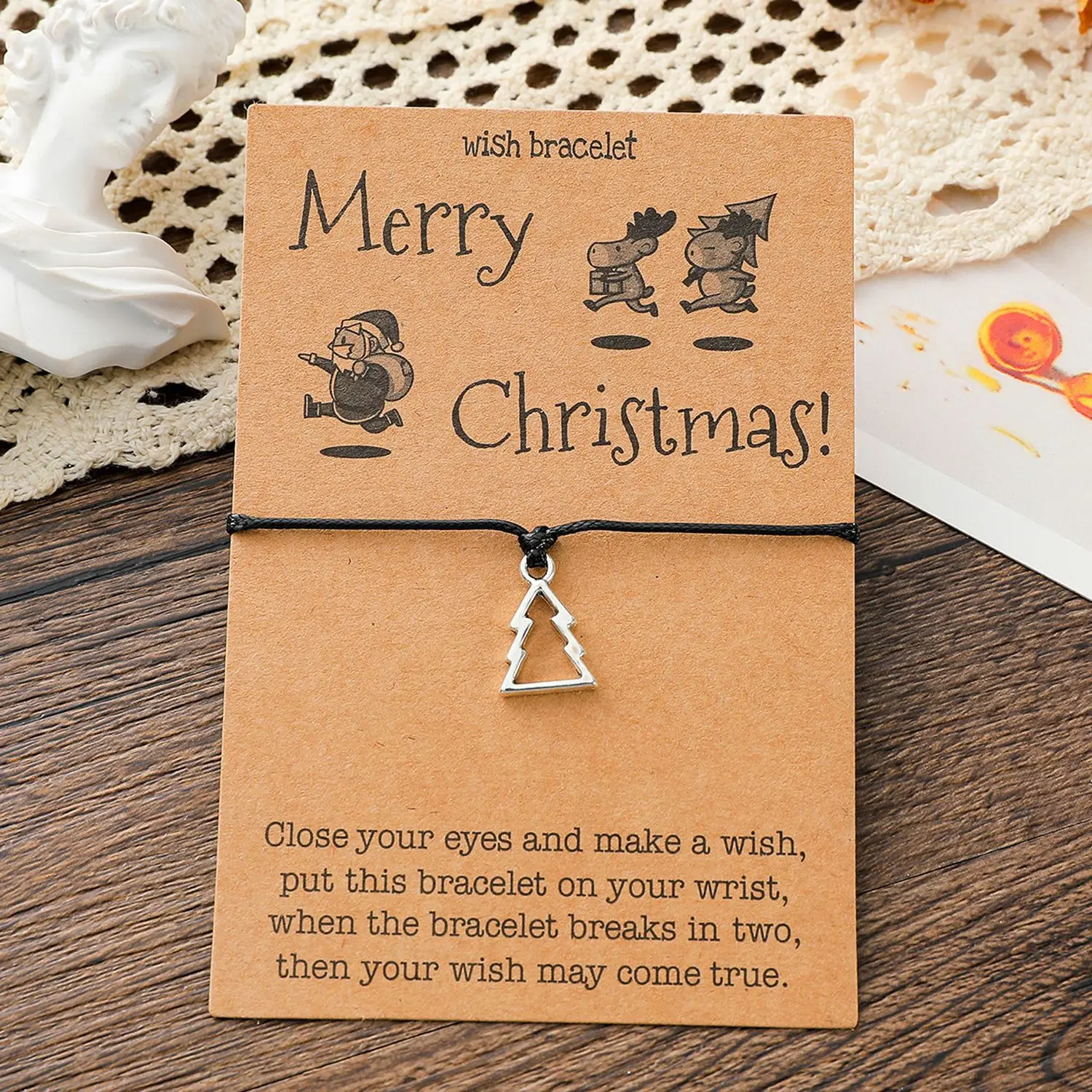 New Christmas Card Bracelet Hip Hop Versatile Christmas Alloy Pendant Handwoven Jewelry Gift Hot Sale